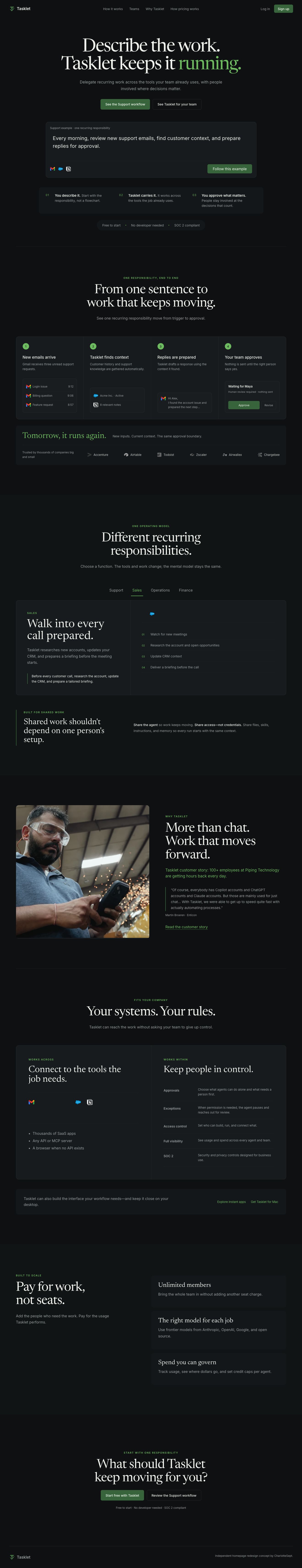 Tasklet responsive homepage redesign concept